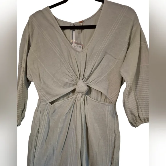 Free People NWT  Knotty But Nice Neutral Romper XS - Picture 4 of 6